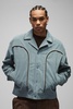 Boxy Faux Suede Western Piped Lapel Harrington Jacket