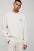 Oversized Line Drawing Bird Graphic Washed Sweatshirt