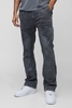Slim Flare Acid Wash Twill Printed Carpenter Pants