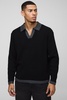 Oversized Boxy Knitted Revere Contrast Polo