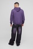 Oversized Official Rhinestone Loopback Zip Through Hoodie