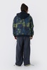 Oversized Abstract Print Hooded Bomber Jacket In Navy