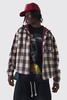 Oversized Padded Hooded Flannel Shirt Jacket
