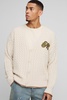 Boxy Fit Varsity Applique Cable Knitted Cardigan