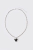 Heart Pendant Chunky Chain Necklace in Silver