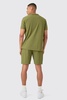 Regular Fit Short Sleeve Ribbed Shirt & Short Set