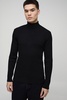 Muscle Fit Ribbed Knit Roll Neck Sweater In Black