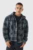 Oversized Hooded Plaid Patchwork Padded Shirt