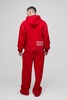 Oversized Boxy Contrast Stitch Printed Zip Through Hooded Tracksuit