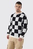 Tall Boucle Knit Checkered Crew Neck Sweater
