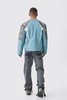 Washed Pu Panel Moto Jacket In Blue