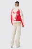 Boxy Official Printed PU Moto Jacket In Ecru