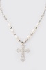 Pearl Cross Necklace In Silver