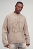 Oversized Boxy Dice Graphic Brushed Knitted Sweater