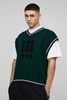 Oversized V Neck Varsity Stripe Knitted Undershirt