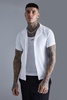 Short Sleeve Revere Stretch Fit Pleated Shirt