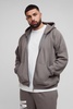 Plus Oversized Raglan Satin Applique WRLDWD Zip Thru Hoodie