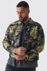 Plus Denim Fabric Interest Harrington Jacket