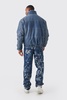 Funnel Neck Boxy Denim Look Pu Puffer
