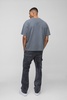 Slim Flare Acid Wash Twill Printed Carpenter Pants