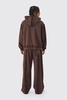 Oversized Boxy Zip Through Loopback Hoodie And Wide Sweatpants Tracksuit