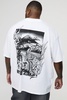 Plus Oversized Extended Neck Volcano Landscape Graphic T-shirt