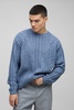 Boxy Fit Cable Knit Crew Neck Sweater