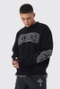 Oversized Crew Neck Homme Distressed Cross Knitted Sweater