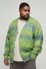Plus Boxy Fit Knitted Brushed Stripe Cardigan