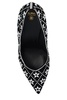 Ruby crystal-embellished suede pumps