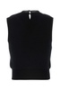 Black Stretch Wool Blend Vest