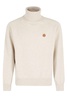 Turtleneck Boke Flower Embroidered Knitted Jumper