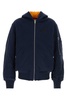 Navy Blue Stretch Cotton Reversible Bomber Jacket