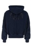 Navy Blue Stretch Cotton Reversible Bomber Jacket