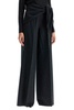 stretch wool pants with bow detail