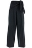stretch wool pants with bow detail