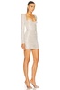 Long Sleeve Ruched Metallic Mini Dress