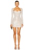 Long Sleeve Ruched Metallic Mini Dress