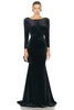 Draped Open Back Velvet Gown