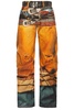 2006m Stacked Belts Trompe L'oeil Denim Jean