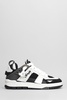 Area Patchwork Sneakers In Black Leather And Fabric