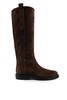 Suede Boot And Metal Logo