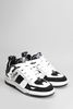 Area Patchwork Sneakers In Black Leather And Fabric