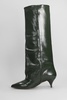 High Heels Boots In Green Leather