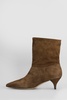High Heels Ankle Boots In Brown Suede