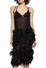 Feather Embellished Spaghetti Strap Midi Dress