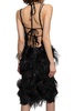 Feather Embellished Spaghetti Strap Midi Dress