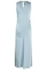 Blue Sleeveless Crewneck Dress With Side Single Slit In Tech Fabric Woman