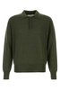 Ami Men Olive Green Wool Blend Polo Shirt