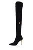 Moneta monogram mesh over-the-knee boots